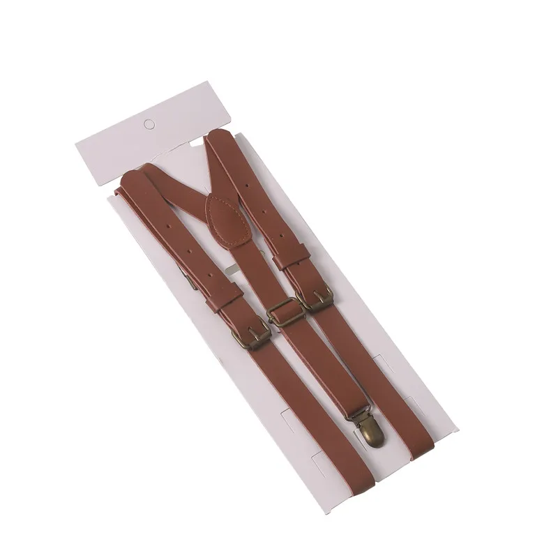 Tirantes de estilo británico para hombre, tirantes de cuero de vaca, vaquero, auténtico, de 2 niveles, de bronce, 3 Clips