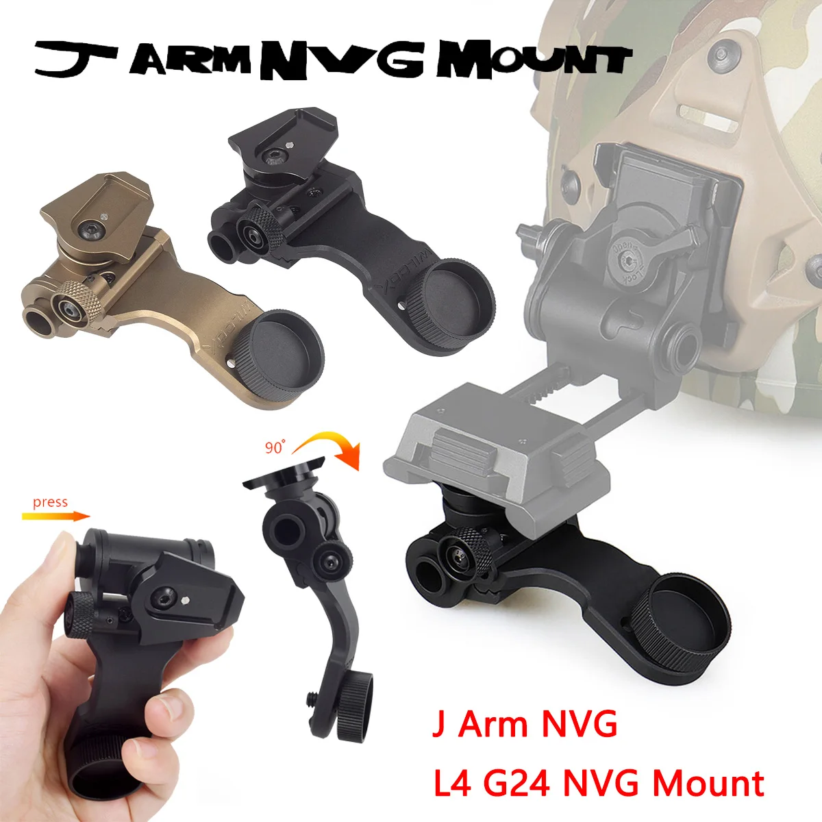 

Wilcox J Arm NVG Mount Helmet Bracket Adapter PVS-14 Standard Night-vision Goggles fit L4G24 L4 G24 Tacitcal Hunting Accessories