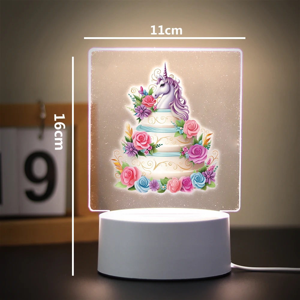 Unicorn cake Kids Night Light For Bedroom Decor Birthday Gift Night Light 3D Illusion Lamp