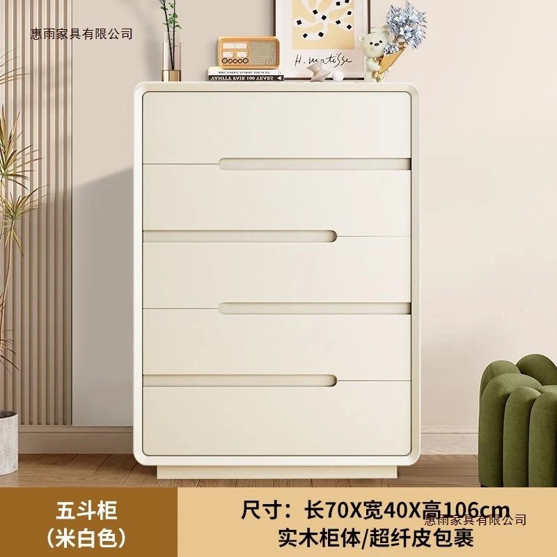 Solid wood ultra-fiber leather cloud-patterned chest of drawers for living room storage