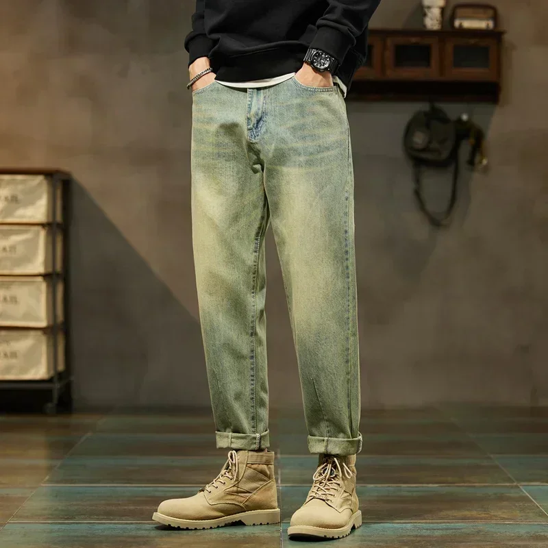 Spring Jeans for Men Baggy Pants Loose Fit Harem Pants Vintage Clothes Men Fashion Pockets Patchwork Large Trousers Oversized 42