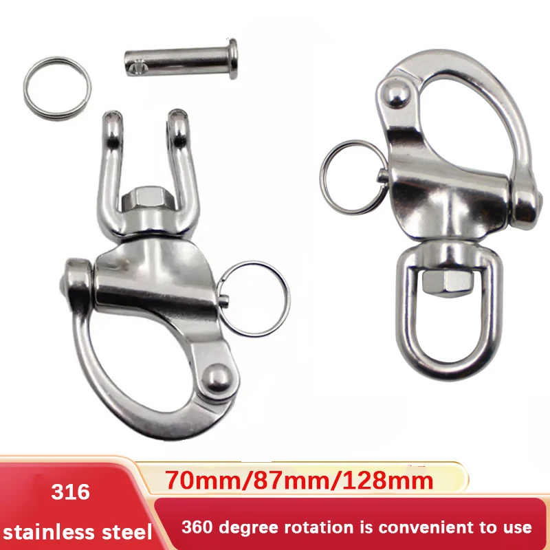 316 Stainless Steel Fork/Ring Rotating Spring Release Buckle Hand Pulled Release Buckle Marine Yacht Motorboat Iock Component