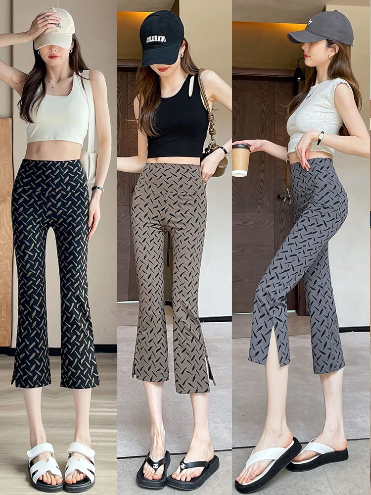 Faionable Yoga Hosen Hohe Taille Ausgestelltes Dünne Sommer Neue Sle Gedruckt Asymmetrische Starry ark frauen Casual Hosen
