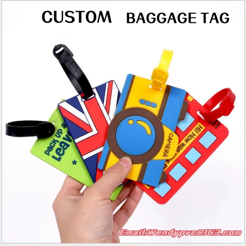 Factory Wholesale Custom PVC Luggage Tag Soft Rubber Handbag Hanging Bag Luggage Tag Custom Luggage Tag