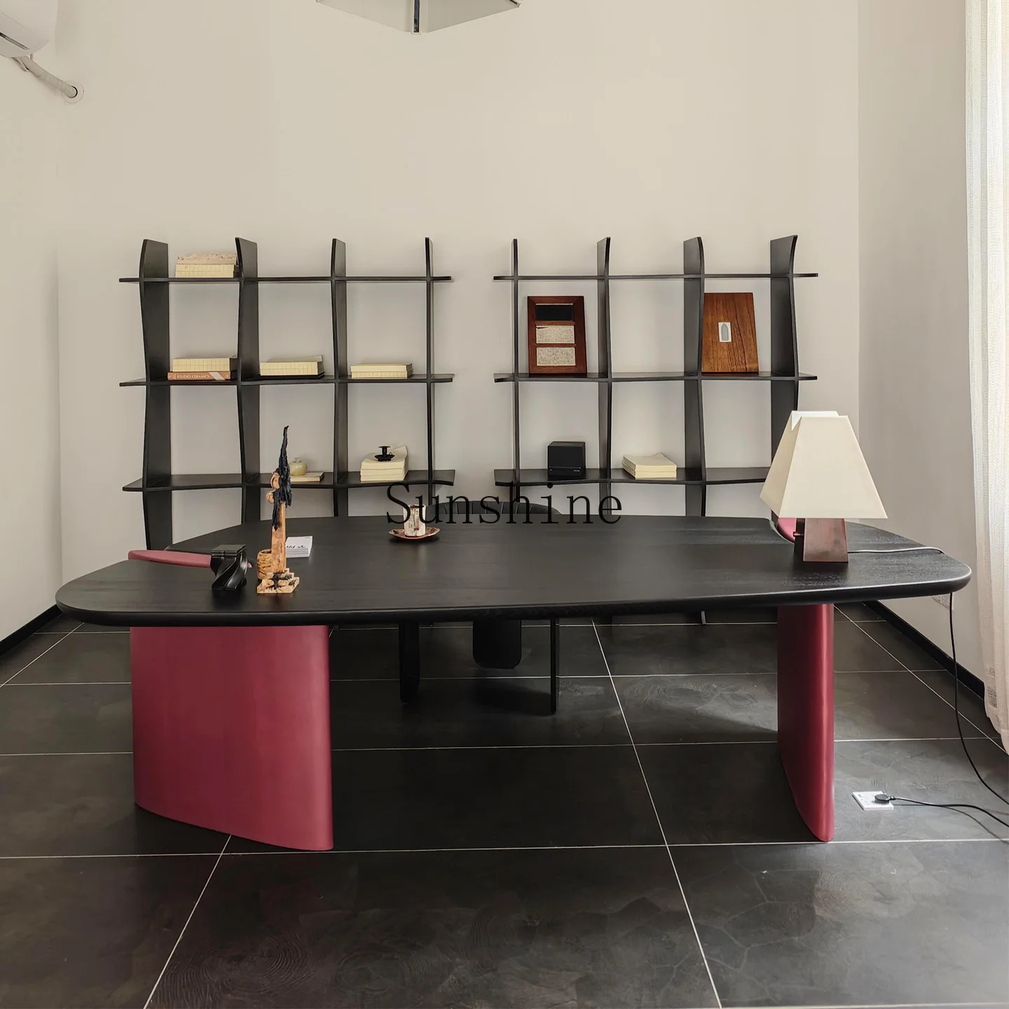 Italian minimalist design creative irregular solid wood desk high sense light luxury modern
