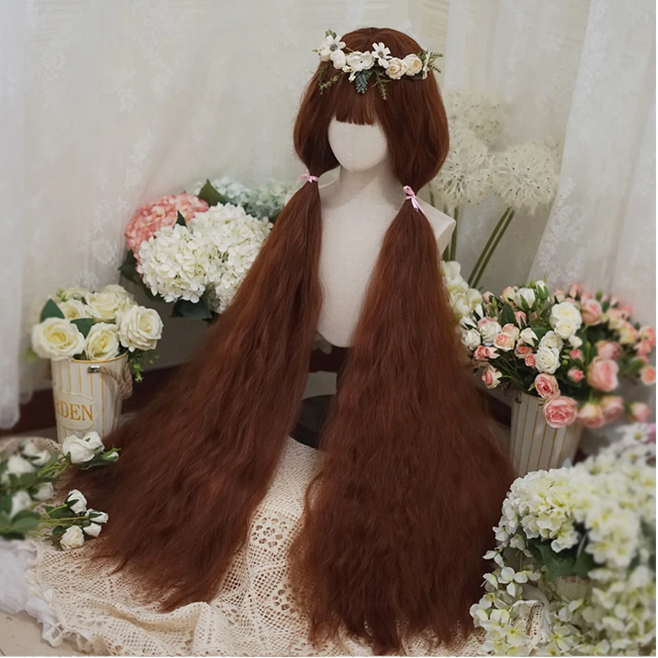 BUQI Synthetic 120cm long curly hair female bangs wig role play Lolita heat-resistant wig