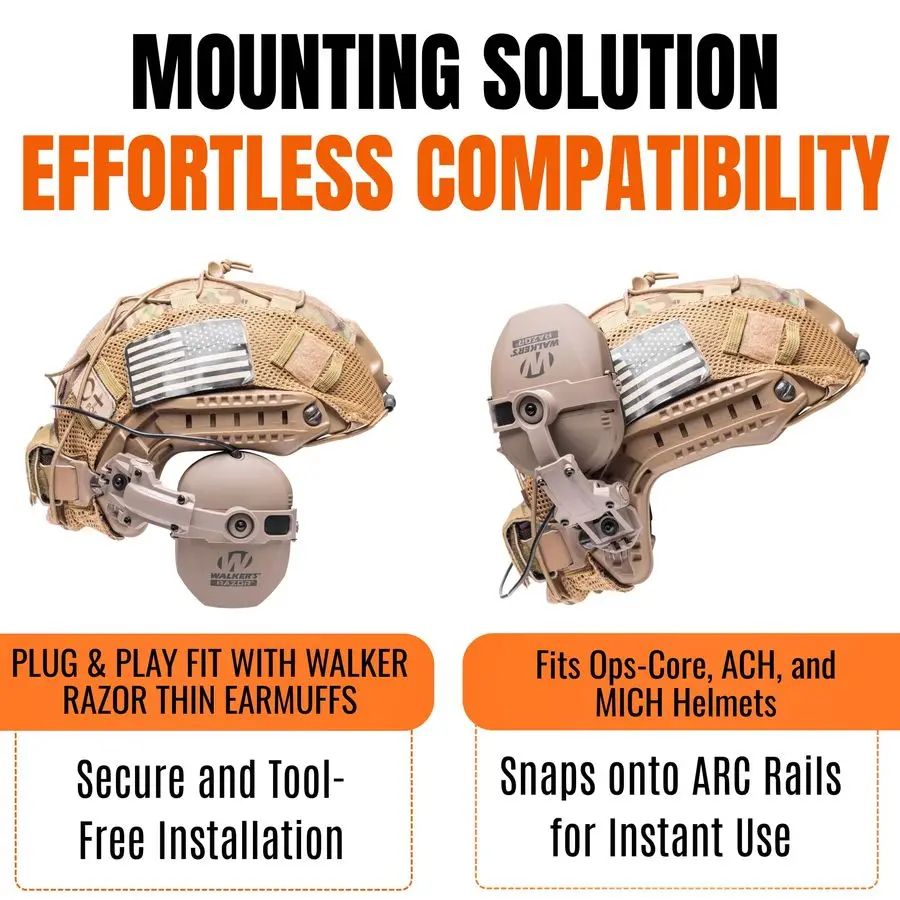 Adattatore per binario ARC compatibile con le cuffie antirumore OpsCore, FAST, ACH, MICH, AMP, Howard Leight