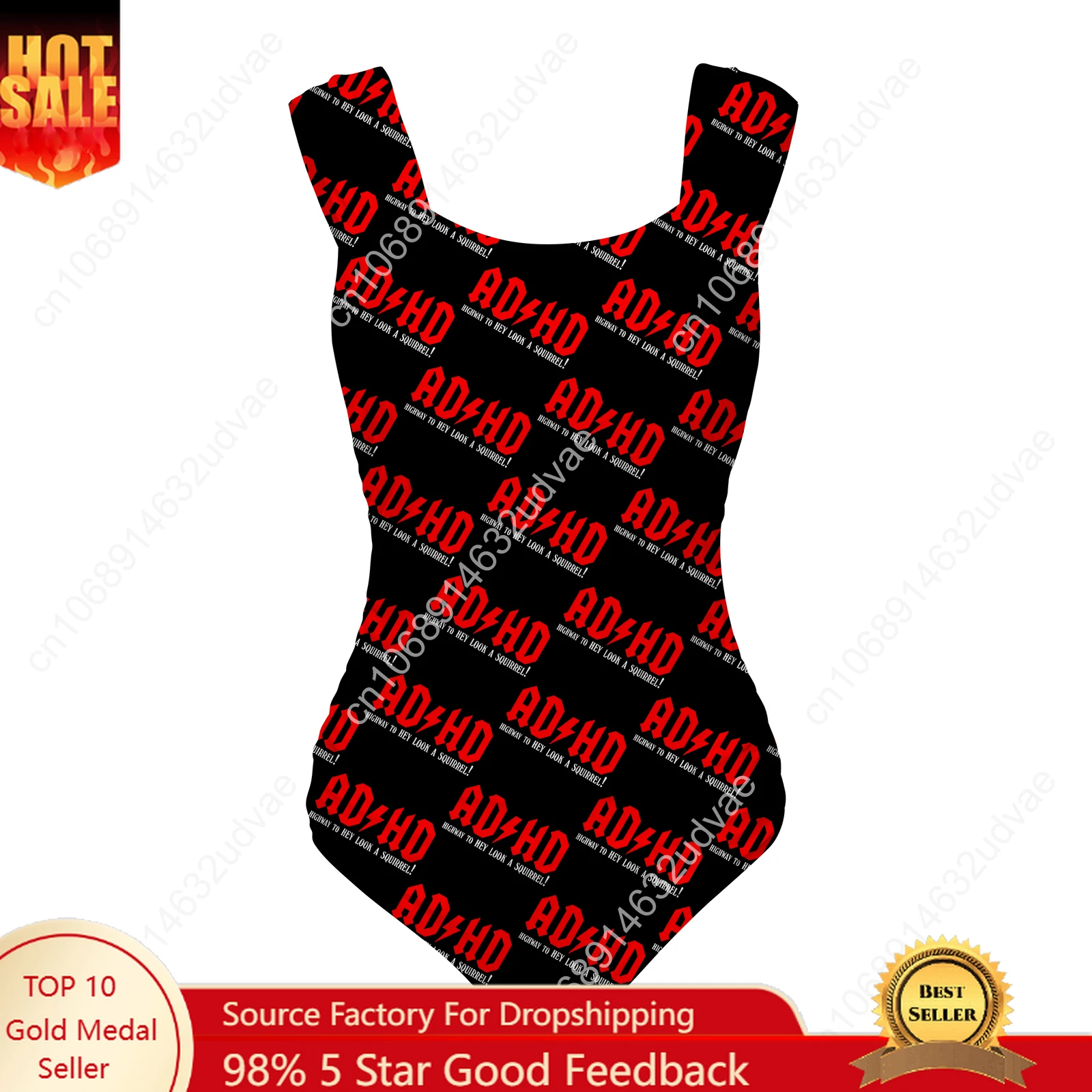 

Go All Out Adult ADHD Highway to Hey Look A Squirrel Funny Music Swimsuit Wide Strap Women Bathing Suits Customize Beachwear