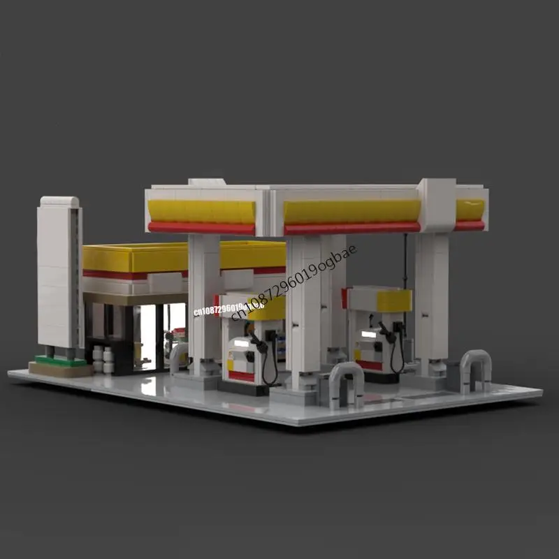 NEW 1702PCS Hot Selling City Street View MOC Shell gas Station model DIY creative ideas child Toy Assembly Puzzle birthday Gift