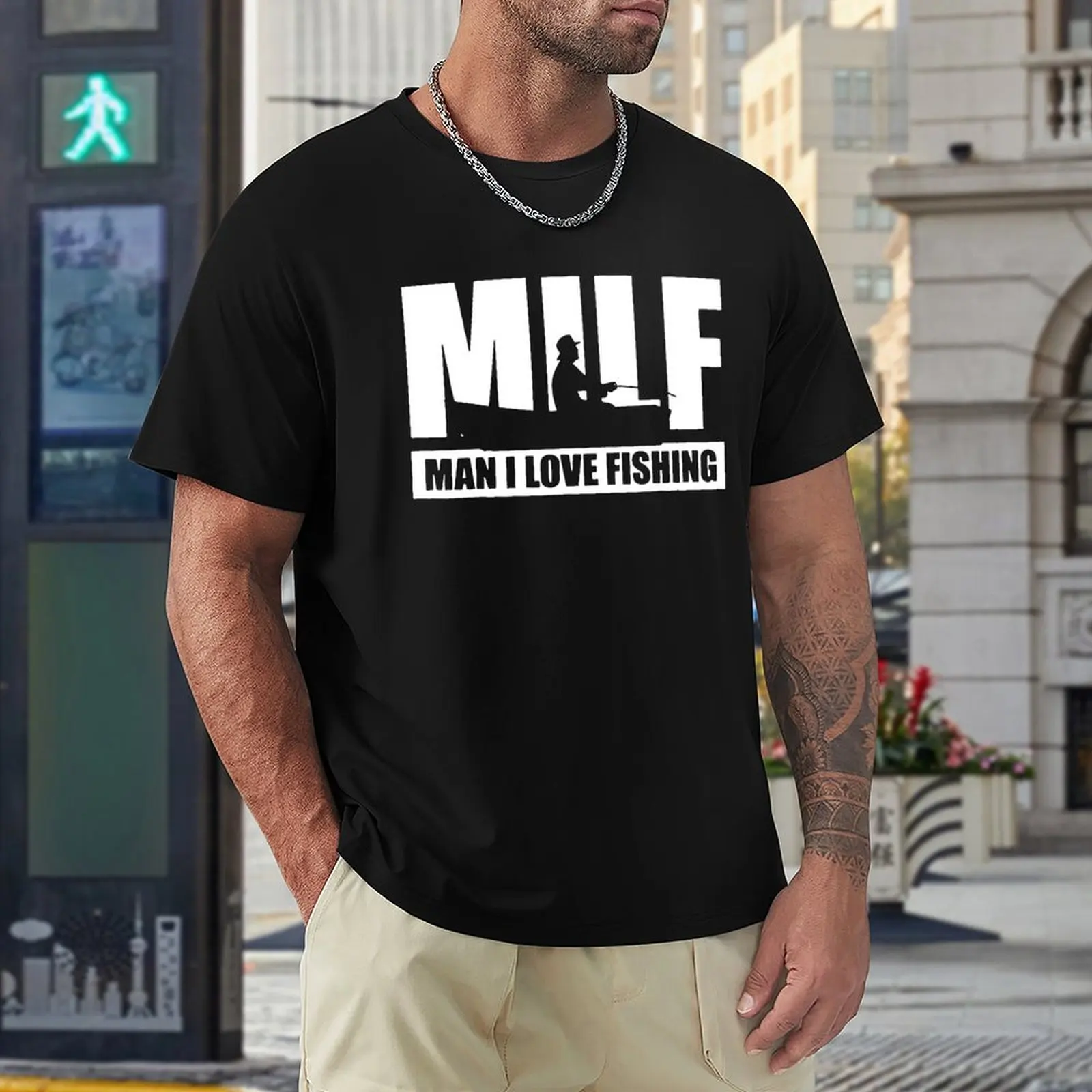 Funny MILF Man I Love Fishing T Shirt Graphic Cotton Streetwear Short Sleeve O-Neck Fisherman Fishing Gift T-shirt Mens Clothing