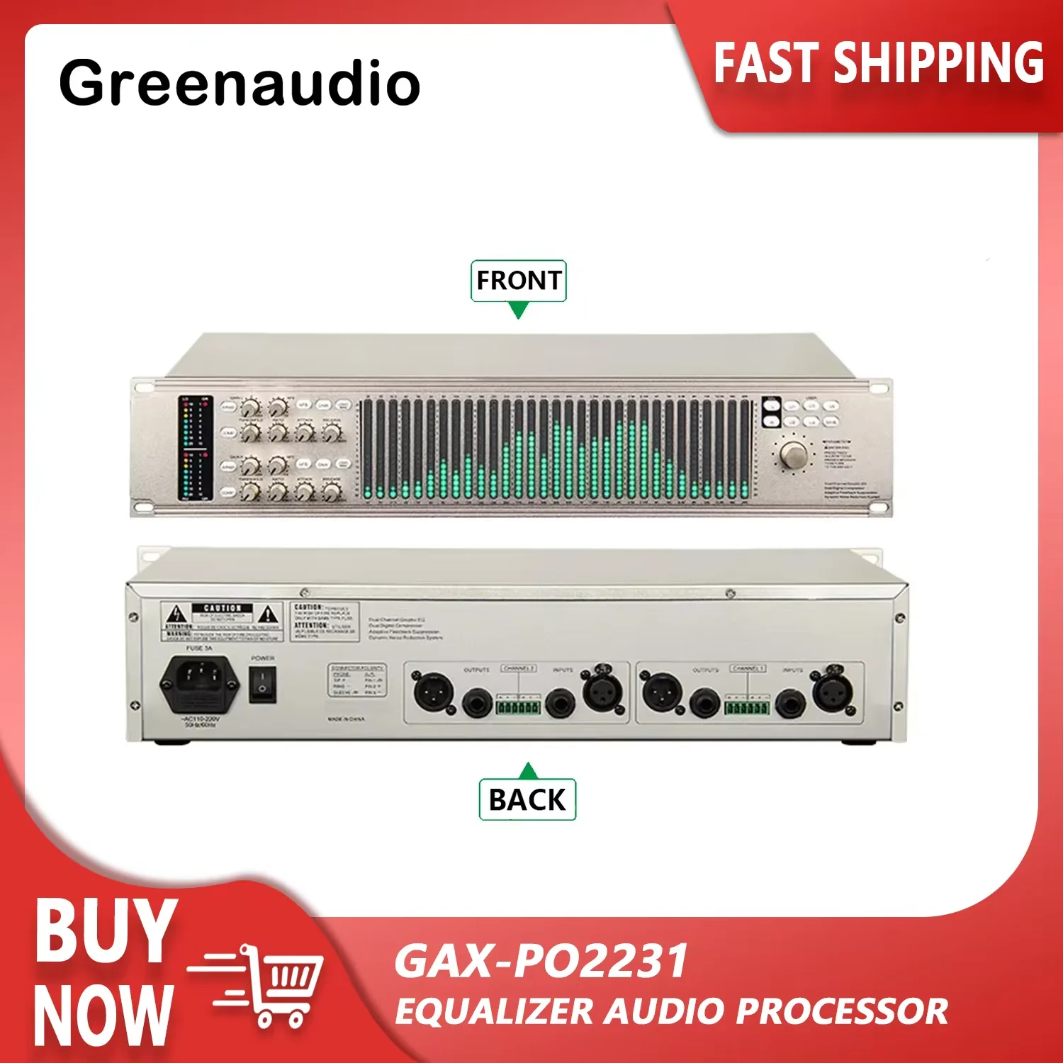 GAX-PQ2231 Professional digital equalizer with double digital compression limiter sound equipment