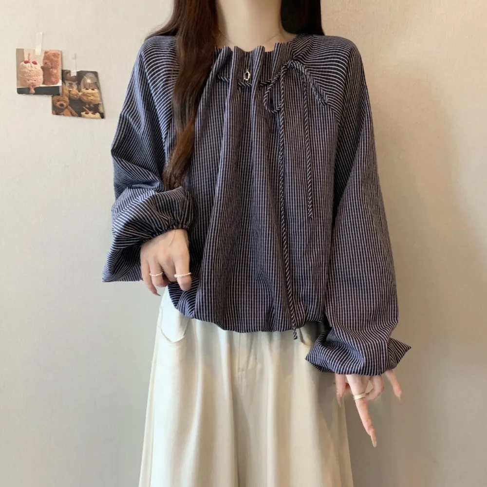 

Шикарные элегантные свободные базовые футболки на шнуровке с длинными рукавами High Street, осенне-зимние футболки больших размеров