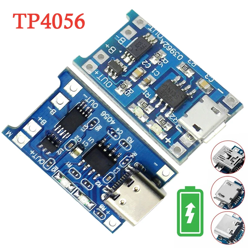 TP4056 18650 Lithium Battery Charger Module 5V 1A Charging Board With Protection Dual Functions 5v 1a Type-c/Micro Usb /Mini Usb