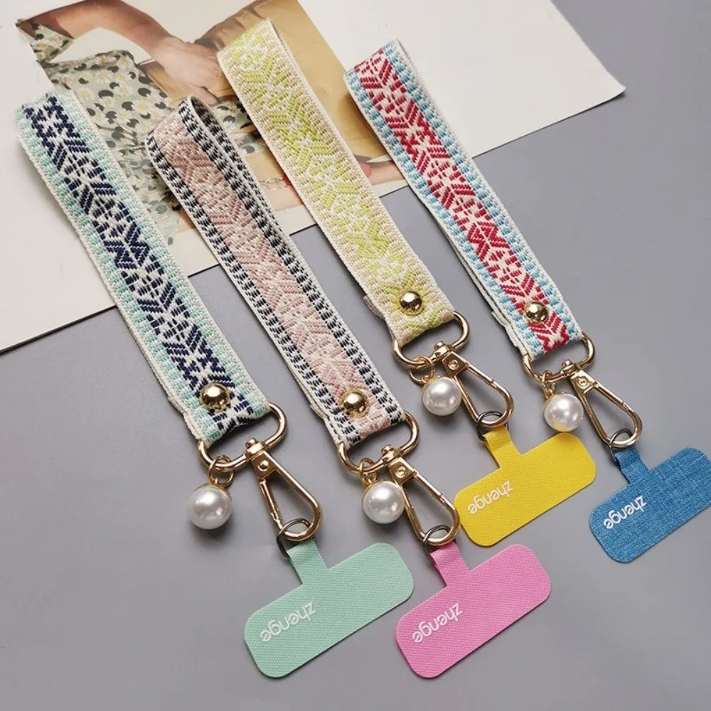 

Ретро-ремешок для телефона с узором, подвеска-антипотеряшка, короткая цепочка для мобильного телефона, жемчужный шнурок для телефона для женщин/девушек