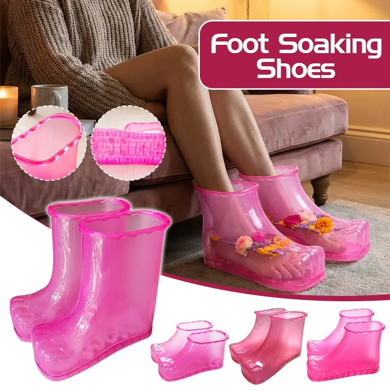 1Pair Foot Bath Basin Soaking Tub Foot Relax SPA Wearable Foot Soaking Shoes Durable Heatproof Foot Soaking Shoes New