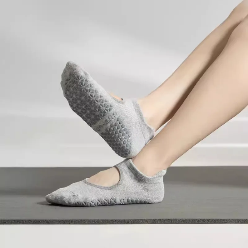 Calcetines de algodón transpirables con espalda descubierta para mujer, medias deportivas profesionales de silicona, antideslizantes, para Yoga, Ballet y baile