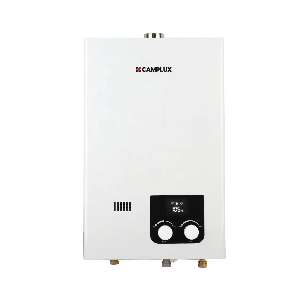

CAMPLUX CM264 Gas Tankless Water Heater, 2.64 GPM On Demand, Whole House Indoor, White