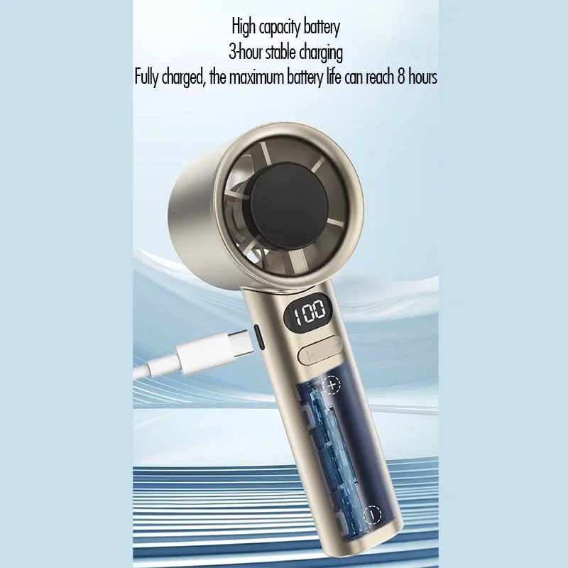 New Mini Handheld Fan 120 Speed Portable Desktop Fans Instant Cooling With Ice Mode USB Rechargeable Stylish Fan for Women
