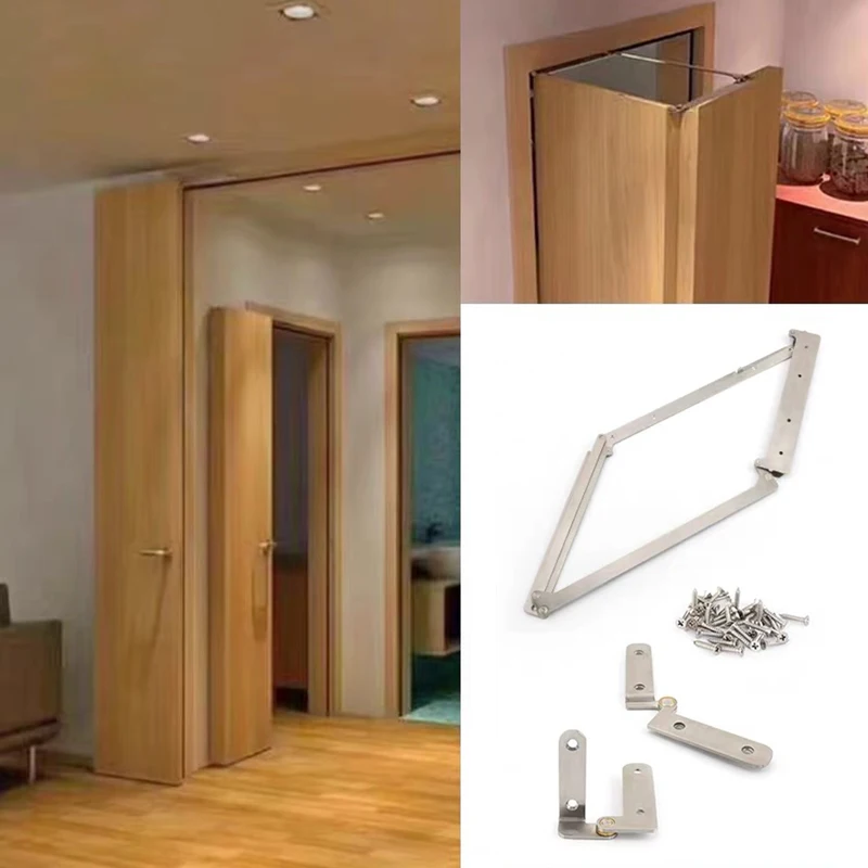 Edelstahl-Holz-Set, Schaukel, doppeltes Bi-Fold-System, Compack-Set, Falttür-Hardware, Schaukelbeschläge, 180-Grad-Bifold