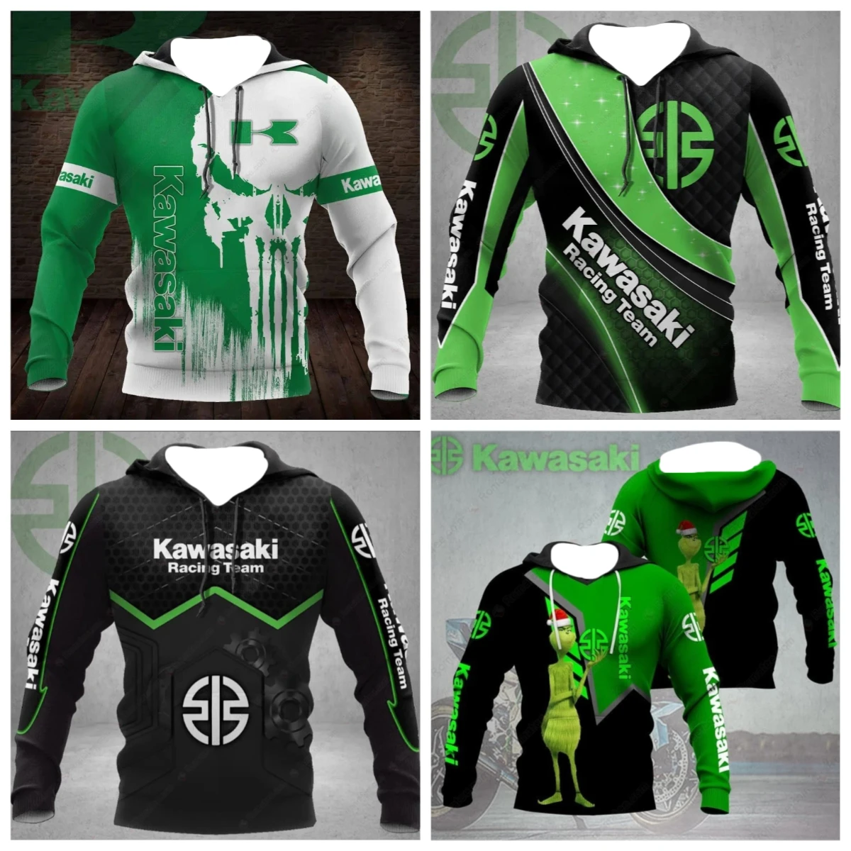 

2025 New Spring and Autumn Men's Kawasaki Sportswear Racing Suit Men's Hoodie Motorcycle Uniform Outdoor Cycling Casual Wear