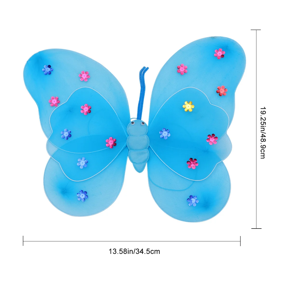 3Pcs 요정 날개 세트 머리띠 지팡이 코스프레 의상 소녀 어린이 생일 파티 유치원 액세서리 소녀를위한 요정 날개
