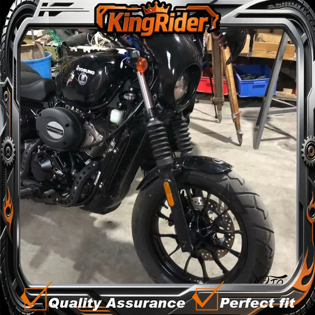 Para modificación de HYOSUNG GV300s GV125: carenado de cabeza de cerdo, carenado de faro, carenado de cabeza estilo Harley, parabrisas, alerón.