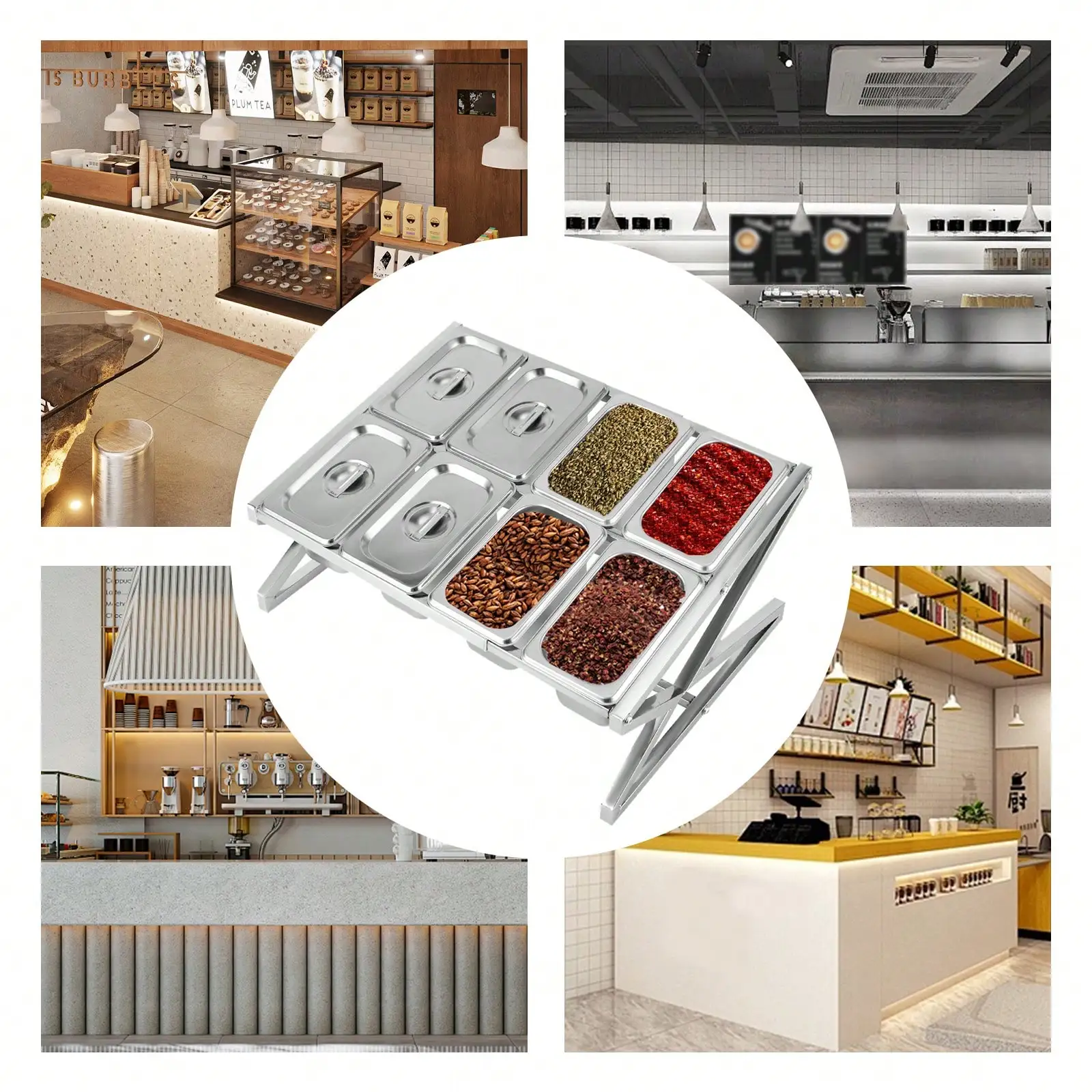 

Thermall Expandable Stainless Steel Spice Rack 1-Tier Inclined Organizer Shelf Countertop Holder For Kitchen Storage Rack