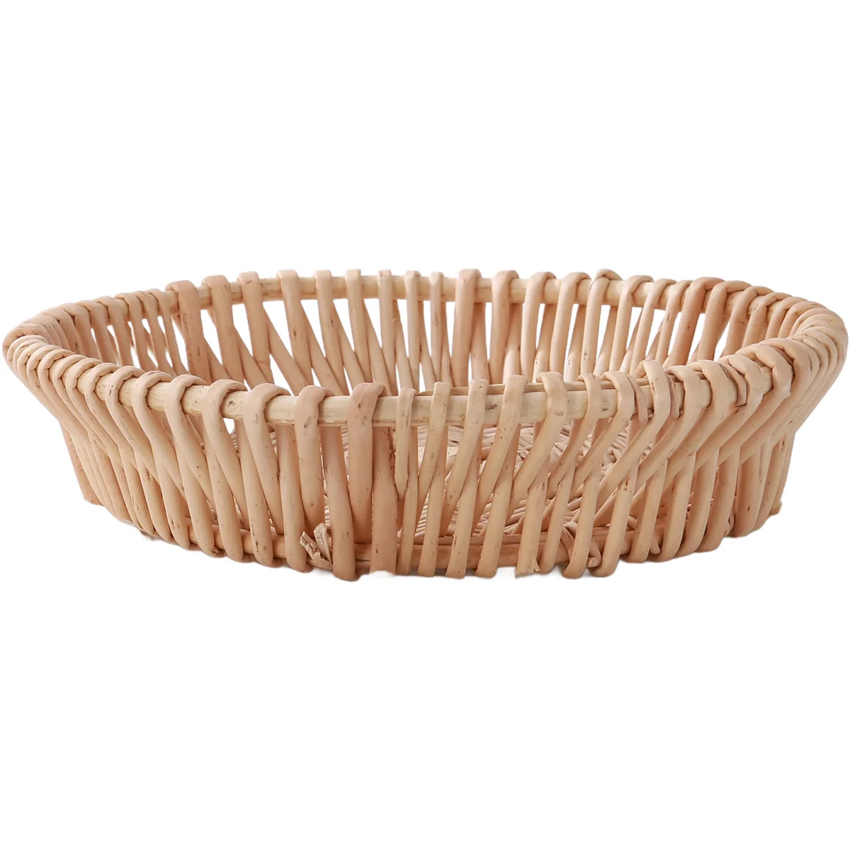 Cesta tejida a mano, cesta de mimbre, cesta para servir alimentos para pan, fruta, almacenamiento de verduras, 25x8cm