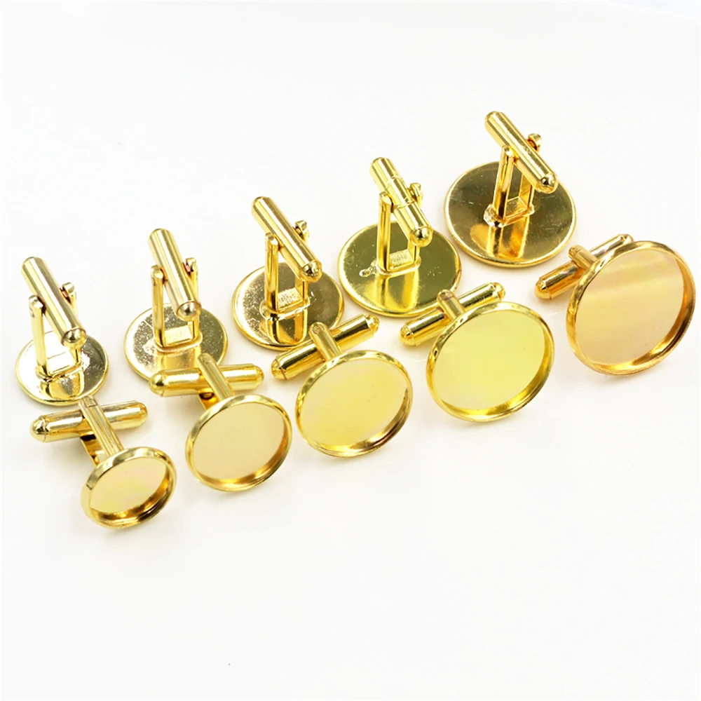 10pcs Plated Copper Cufflink Base Settings, 6 Colors