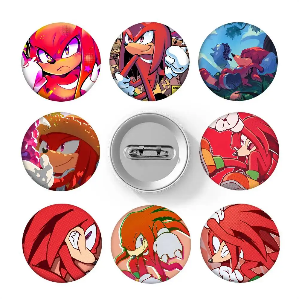 Cartoon Knuckles the Echidna Rundes Abzeichen, Anstecknadel, Rucksack, Kleidung, Schmuck, Accessoires, Geschenk, Brosche
