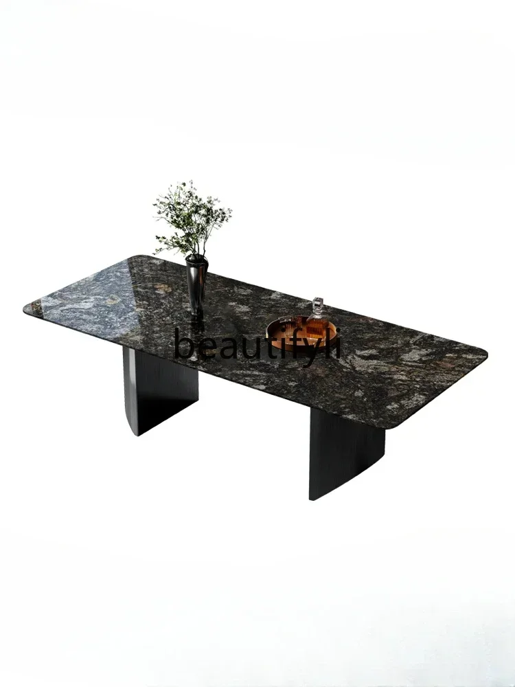 

Luxury stone marble dining table Italian light luxury high-end dining table rectangle