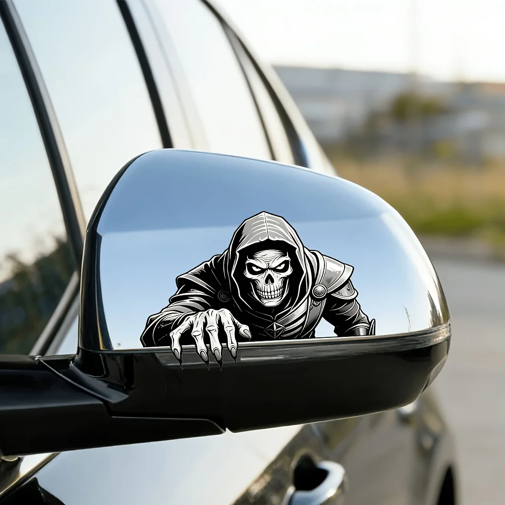 1Pc Peeking Grim Reaper Skull Vinyl Sticker Waterproof Decal For Car Mirror Laptop Toolbox Luggage Boat Door