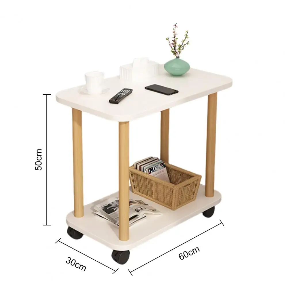 End Table, Rectangle Side Table, Wood Night Stand with 2-Tier Storage Shelf, Living Room Small Coffee Table, Wood Finish Bedside