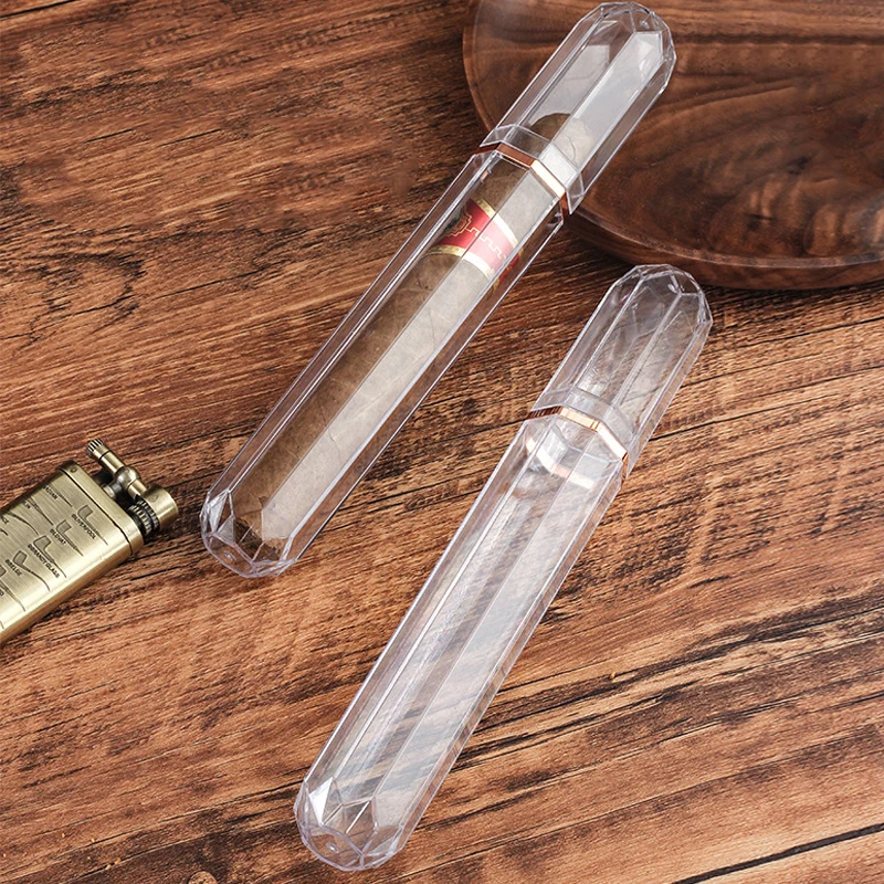 22mm Cigar Case Acrylic Travel Cigar Tube Fashion Humidor Holder Single Portable Storage Clear Storage Box Cigar Accessories