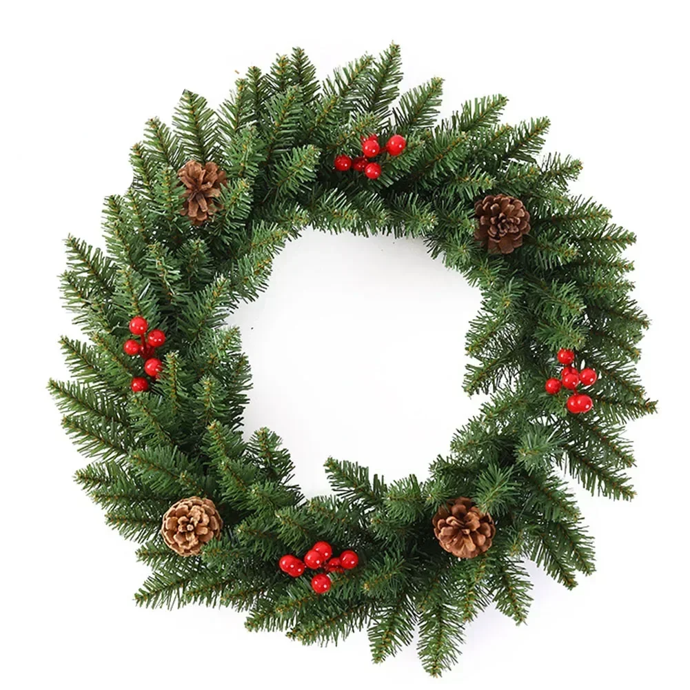 Stylish Christmas Pine Cones Wreath  30/40cm Diameter  Enhances Your Holiday Decor with Charming Ornaments and Flowers