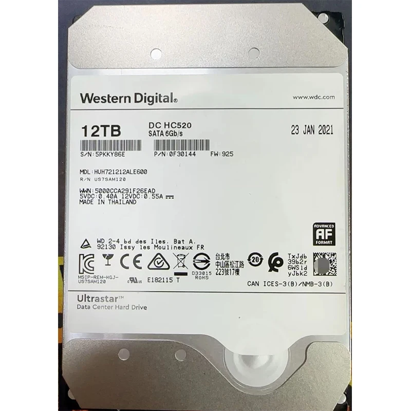 WD Enterprise ハードディスク 3.5 インチ 12TB HUH 用 721212 ALE601 うーん 721212 ALE600 DC HC520 SATA 6Gb/s HDD