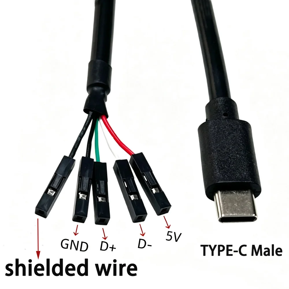 1pc TYPEC male to DuPont 2.54 * 1P data cable 4/5 core typec/USB to DuPont 2.54 spacing loose female connector adapter cable30cm