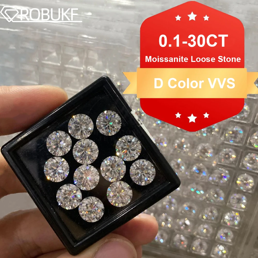 

0.1CT-30CT Moissanite Loose Stones D Color Round Cut Gemstones VVS1 With GRA Certisfied For Pendant Ring Stud Earring Jewelry