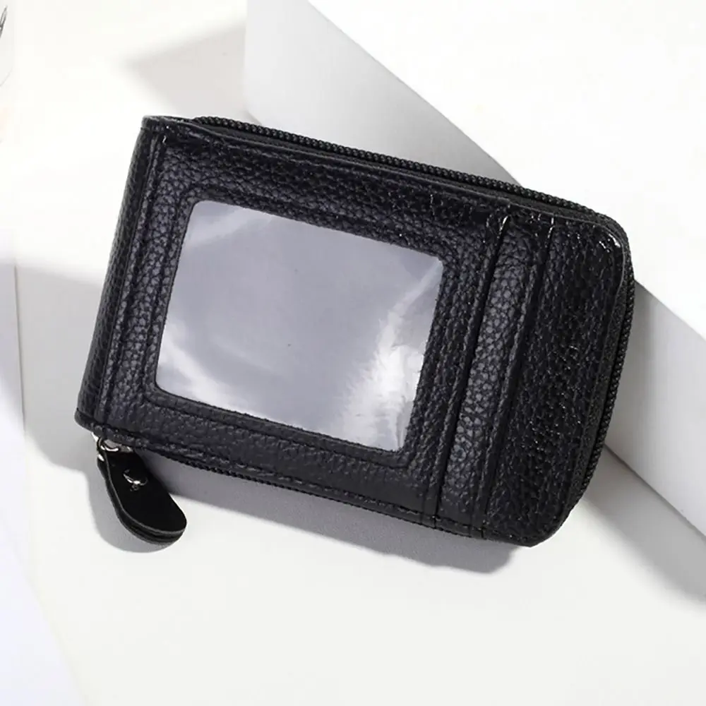 Secure PU Leather Credit Card Holder RFID Blocking Solid Color Bank Wallets Portable Anti-theft Card Bag Women