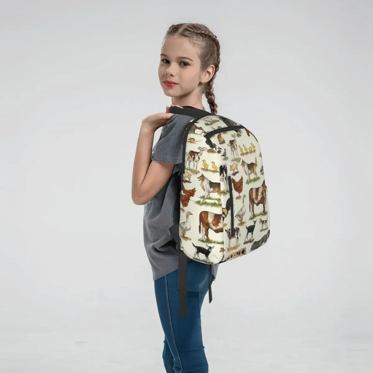 Country Farm Animals Farmhouse Village Pet Backpack Daypack Boys Girls BookBag School Bag Shoulder Bags for Men Women