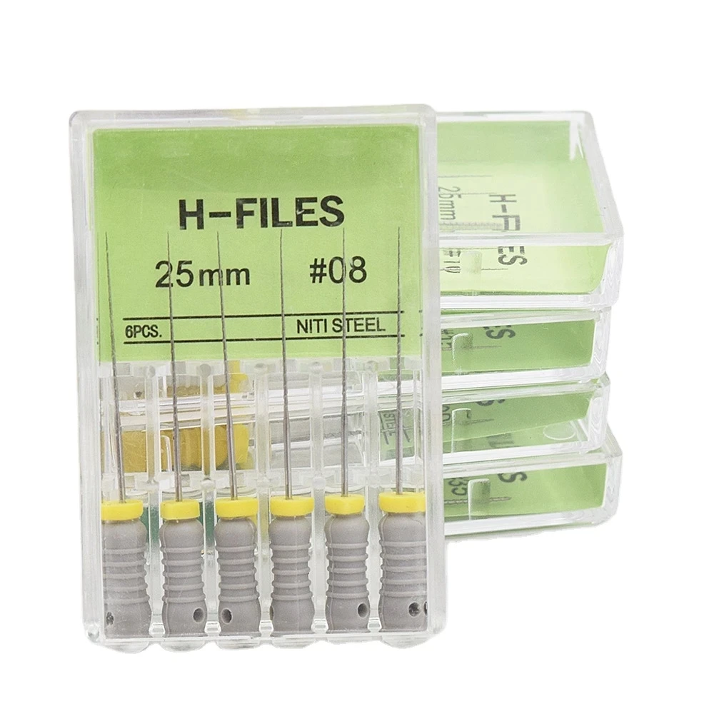 6pcs/box Dental Hand Use H-Files 25mm #15-40 NiTi Material Endodontic Root Canal File Dentistry Lab Instruments Tools