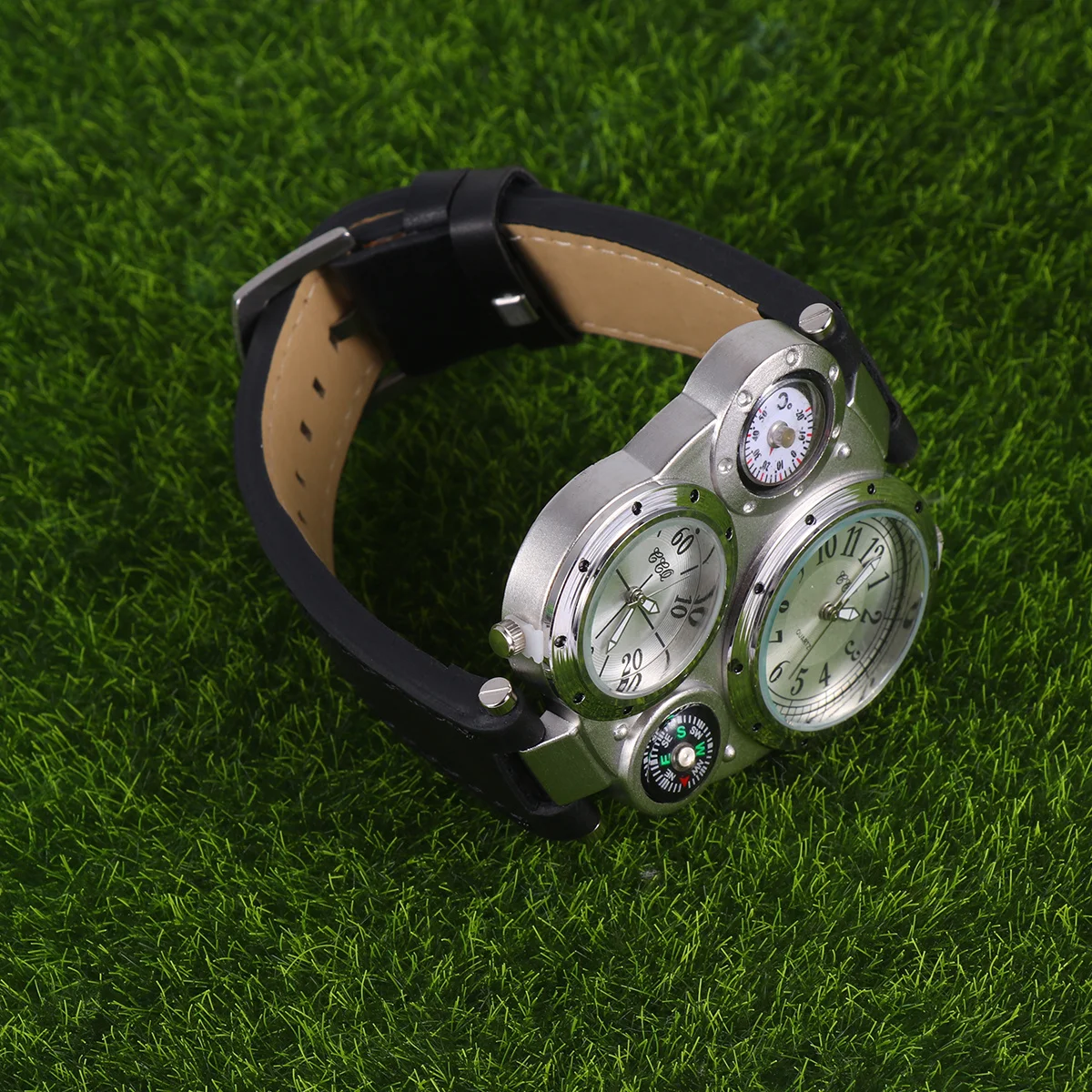 

1Pcs Thermometer Compass Quartz Watch Dual Time Display Fashion Men's Watch Adjustable Band for Outdoor Sports Travel