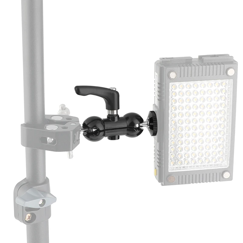 HDRIG-soporte de cabeza de bola mejorado, doble extremo, rosca 1/4-20, con perilla de bloqueo Central súper robusta, para linterna/Monitor de cámara DSLR