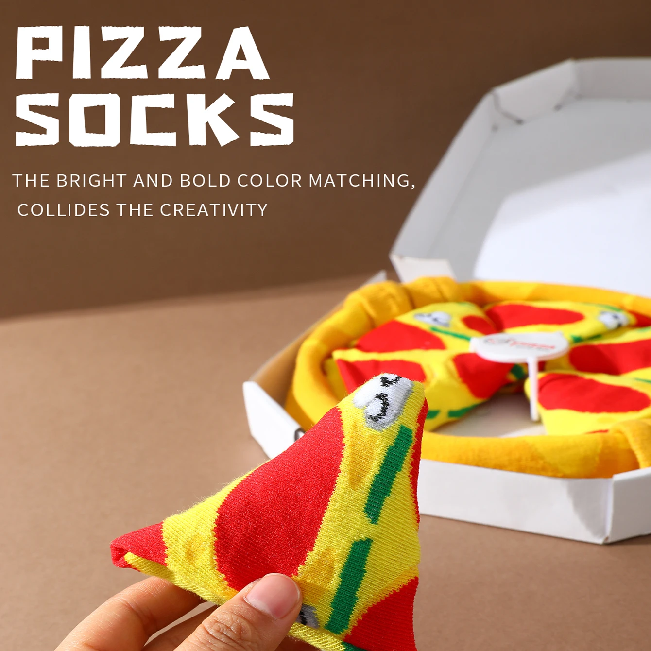 Four doubles color pizza patterns men and women giving friends gift socks in the four seasons of autumn and winter models