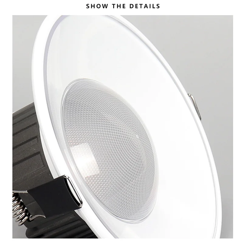 Anti-reflexo incorporado COB luz de teto LED, Home Spotlight, cozinha, quarto, sala de estar, shopping center, 7W, 12W, AC85, 265V