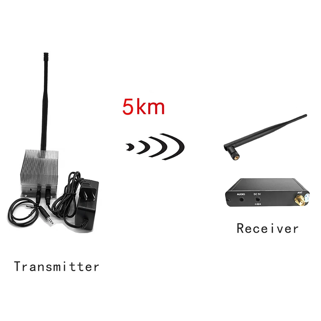 UHF Wireless Audio Transmission HIFI 5km High Fidelity Stereo Transmitter Single to-Multiple Receiver For Amplifier PC Audio