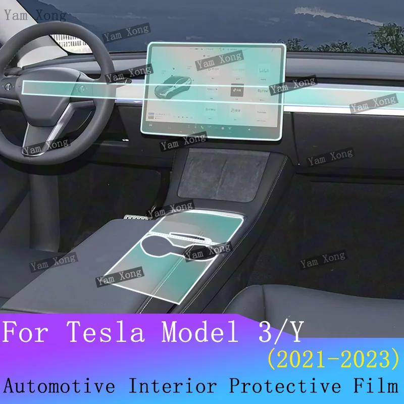 

For Tesla Model 3 Y Car Full set interior Film Navigation screen Protection Sticker Gear Panel TPU Transparent Anti-scratch Film