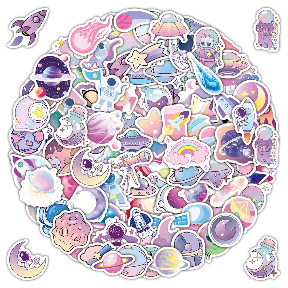 10/30/50/100pcs Ins Stars Moon Art Stickers Planet Astronauts Sticker Scrapbooking Laptop Luggage Phone Cute Cartoon Decals Gift