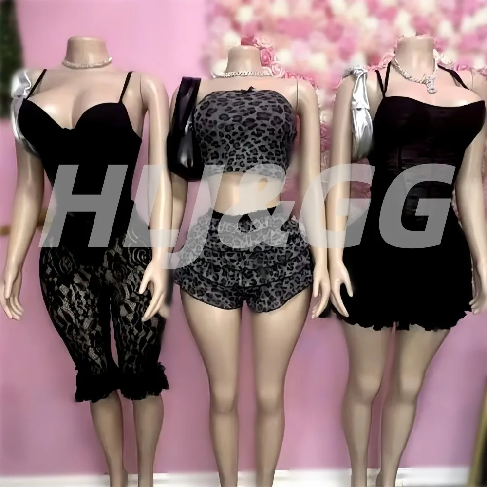 

HLJ Sexy Lace See Through Two Piece Outfits Woman Solid Color Spaghetti Strap Backless Bra + Pants Female Streetwear 2026 New
