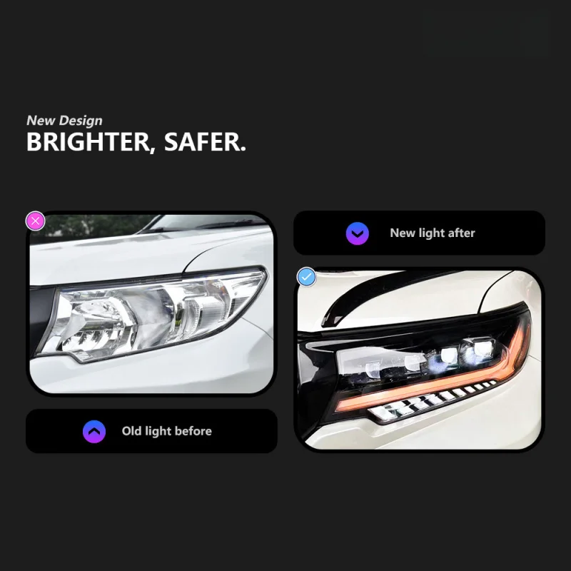 Suitable For Toyota Prado Headlight Assembly 18-21 Models Overbearing Modified LED Four Lens Flowing Daytime Runnin